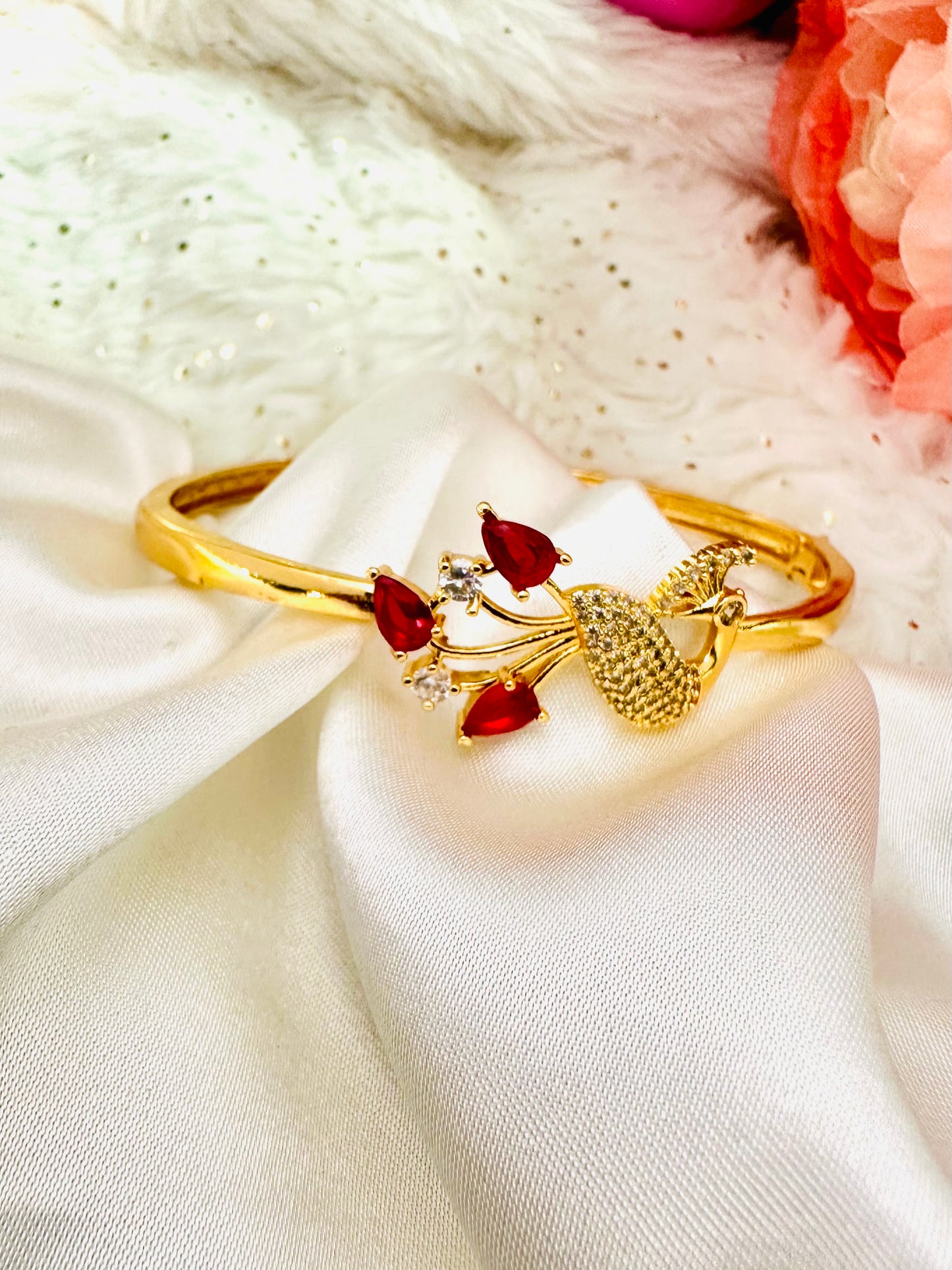 peacock bracelet red