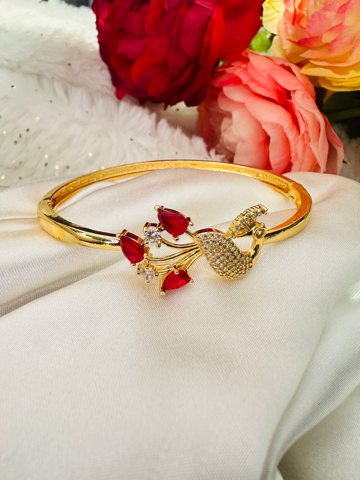 peacock bracelet red